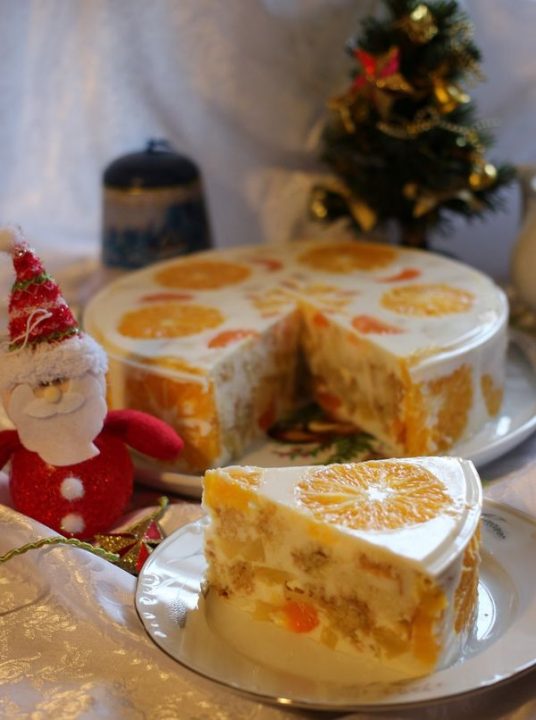 Цитрусовый десерт для праздничного стола: желейный торт «Новый год».