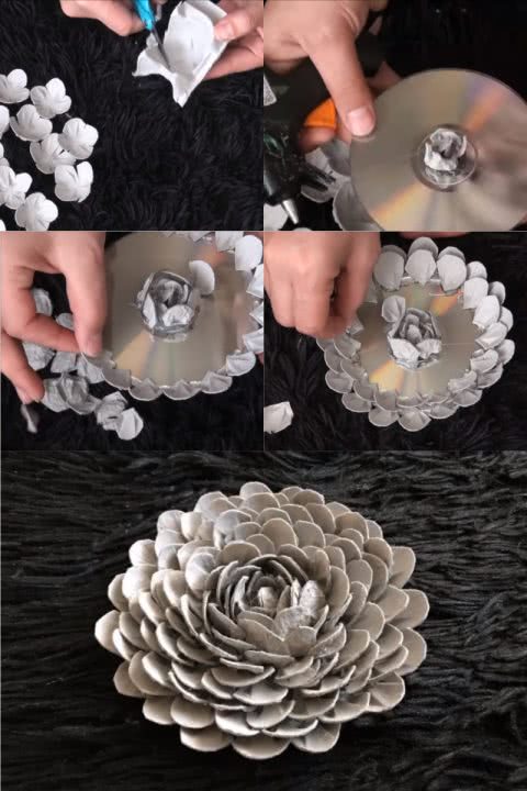 Цветы из бумажных лотков от яиц